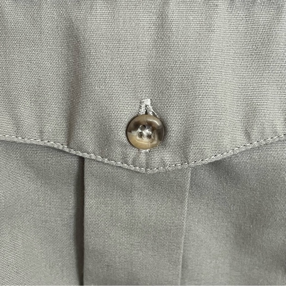 Men’s Red Head Button Up Chest Pockets Suede Shoulder Long Sleeve Shirt 2XL Tan - Picture 5 of 9